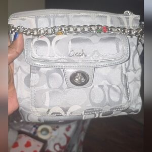 Coach Gray Signature Chain Crossbody Bag